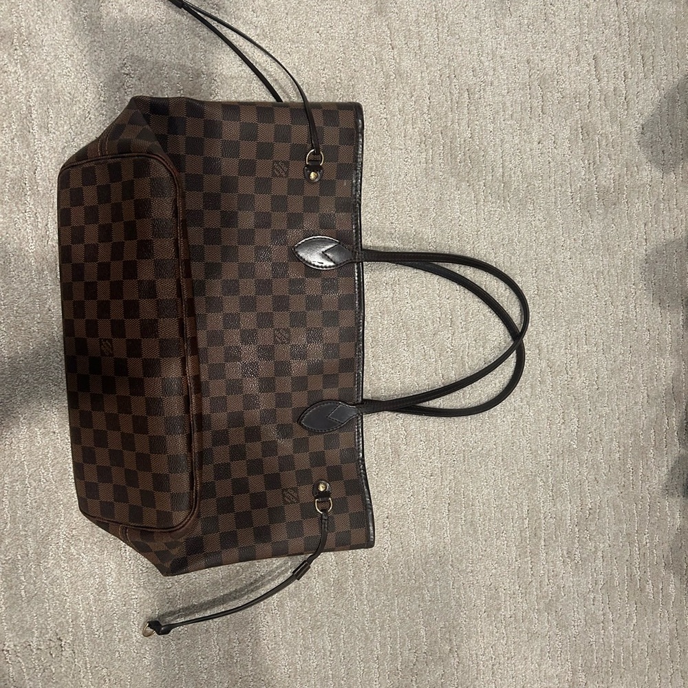 Louis Vuitton Nevefull MM Damier Ebene Print Leather Tote Bag